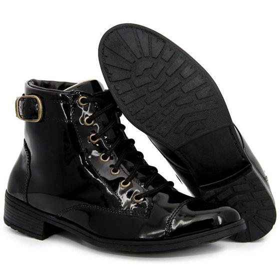 Imagem de Bota Coturno Feminino Fivela Estilo Rock CTW