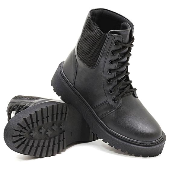 Imagem de Bota Coturno Feminino Masculino Sola Tratorada Elástico Preto DKshoes