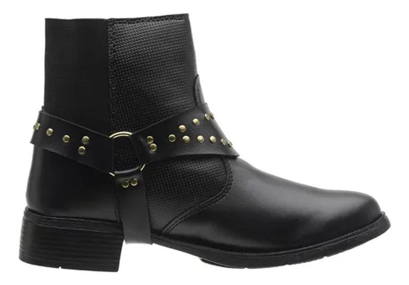 Imagem de Bota Coturno Feminino Preto Cano Curto Baixo Macia