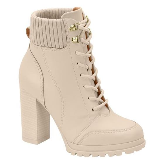 Imagem de Bota Coturno Feminino Salto Bloco Pelica Knit Branco Off Vizzano 3089.102