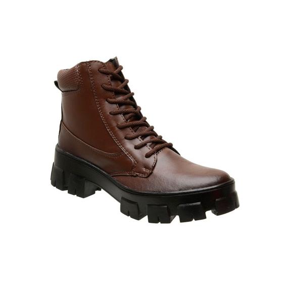 Imagem de bota coturno feminino salto tratorado plataforma blogueira casual confortavel 33 ao 40