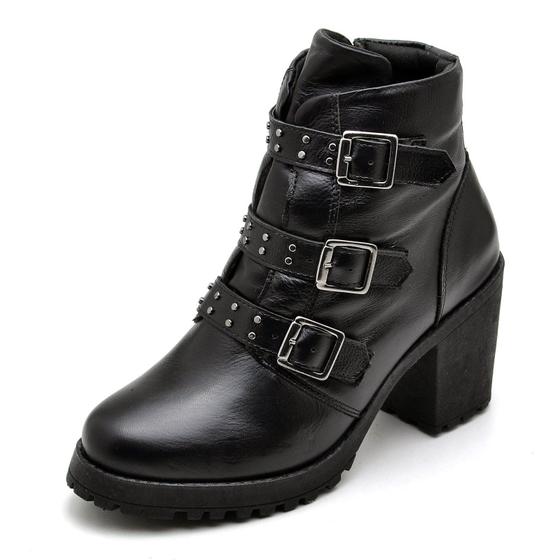 Imagem de Bota Coturno Feminino Top Franca Shoes Motociclista Confort Preto