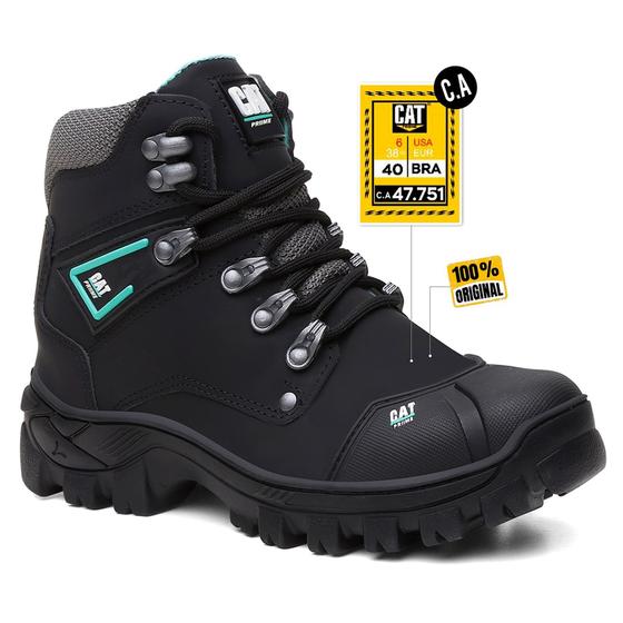 Imagem de Bota Coturno Masculina CatPriime Segurança Em Couro Biqueira em Pvc Com C.A