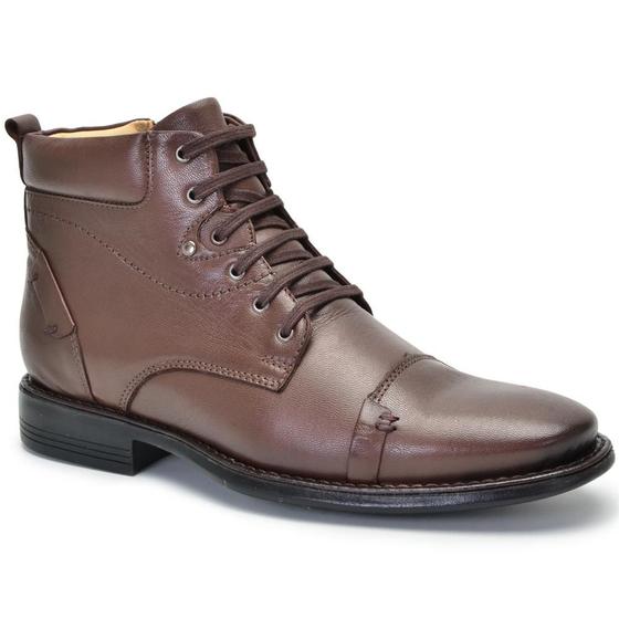 Imagem de Bota Coturno Masculina Couro Cano Curto Moderna Conforto