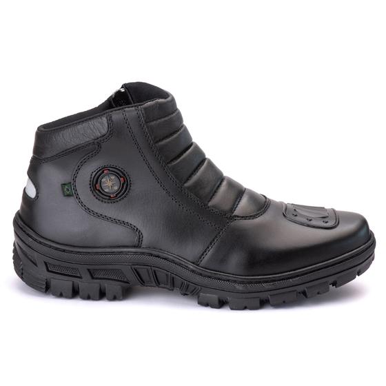 Imagem de Bota Coturno Masculina Couro Legitimo Ziper Lateral Proteção Bico Confortável Macia Trilhas Trabalho