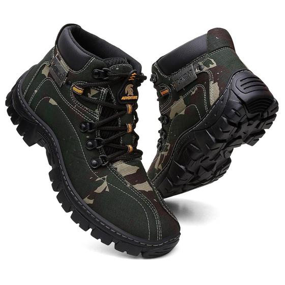 Imagem de Bota Coturno Masculino Adventure Reforçada Trabalho Confortável Camuflada NL106