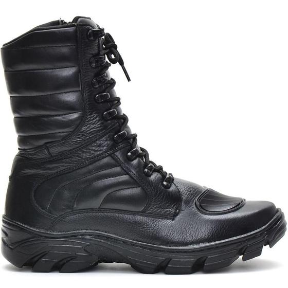 Imagem de Bota Coturno Masculino Motoqueiro em Couro Sapattaria dos Pés Preto