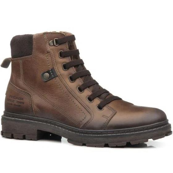 Imagem de Bota Coturno Masculino Pegada Couro Marrom Zíper Elástico Amortech