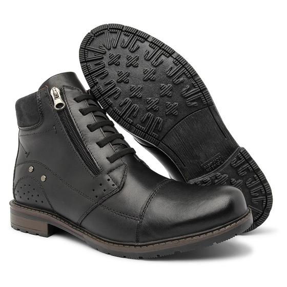 Imagem de Bota Coturno Masculino Preto Casual Cano Médio Confortável