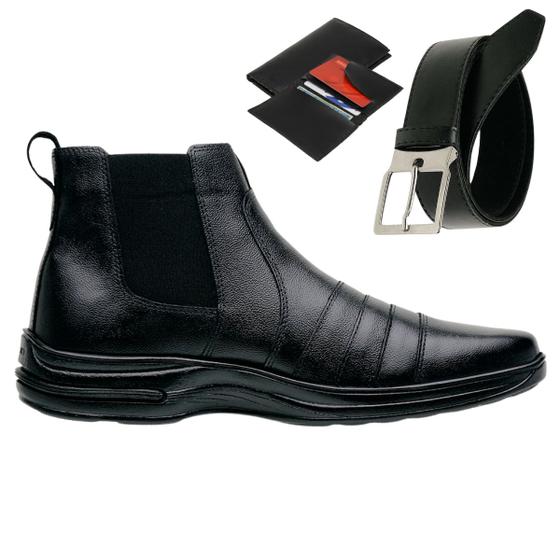 Imagem de Bota Coturno Masculino Resistente Cano Baixo Gmm Shoes Com Cinto e Carteira