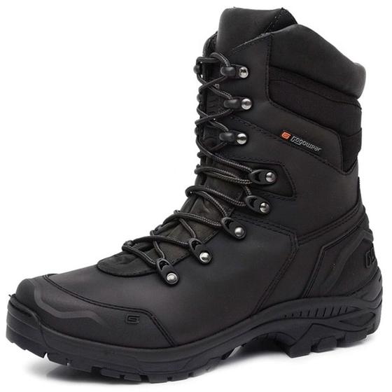 Imagem de Bota Coturno Tática Militar Cano Longo Couro Adventure com Cadarço Sola Robusta Leve Antiderrapante