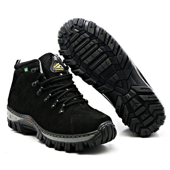Bota Coturno Trilha Militar Motoqueiro em Couro Cano Médio Preto Menor preço em Bota Coturno Trilha Militar Motoqueiro em Couro Cano Médio Preto