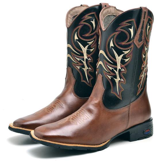 Imagem de Bota Country 2505 Masculina Cano Longo Texana Bico Quadrado em Couro