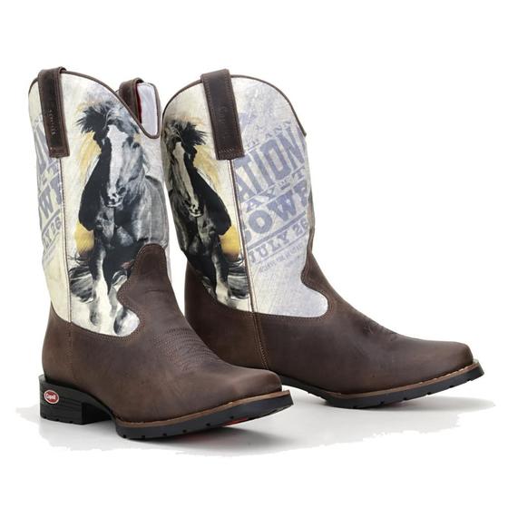 Imagem de Bota Country Capelli Masculina Couro Estampada Bico Quadrado