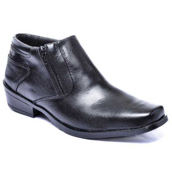 Imagem de Bota Country Couro Látego Masculina Salto Bloco Fachetado Bico Quadrado Zíper Lateral Cano Curto