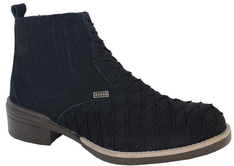 Imagem de Bota Country Masculina arame Couro aramado 4ssss - nobuck preto - 4ssss calçados