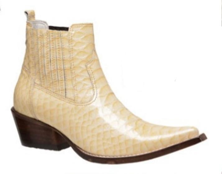 Imagem de Bota Country Masculina Bico Fino Cano Curto Em Couro Anaconda