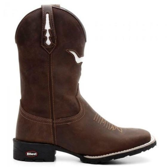 Bota Country Masculina Bico Quadrado Texana De Couro Menor preço em Bota Country Masculina Bico Quadrado Texana De Couro