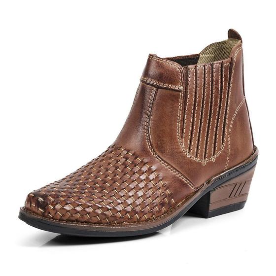 Imagem de Bota Country Masculina Cano Curto Couro Legítimo Tricê Piacezzi - 1016 - Pinhão