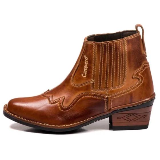 Imagem de Bota Country Masculina Couro Sanfonada Cano Curto Cowboy