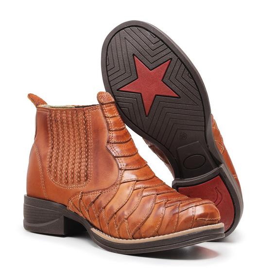 Imagem de Bota Country Masculina Escamada Cano Curto Texana Botina Couro