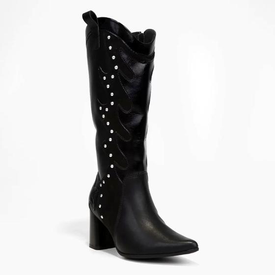 Imagem de Bota Country Ramarim Bordada Tachas Feminina - Preto