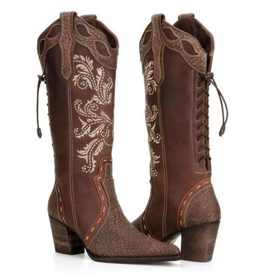 Bota Country Texana Feminina Cano Alto em Couro Capelli Menor preço em Bota Country Texana Feminina Cano Alto em Couro Capelli