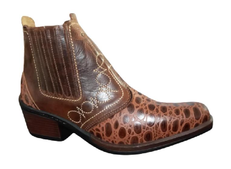 Imagem de Bota Country Texana Masculina Duas 2 Cores Botina Agropecuaria Agronegocio Agronomia 3736 Marrom