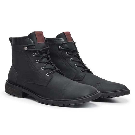 Imagem de Bota Couro Casual Masculino Cadarço Estilo Urbano Elegante Moderno Resistente Confortável