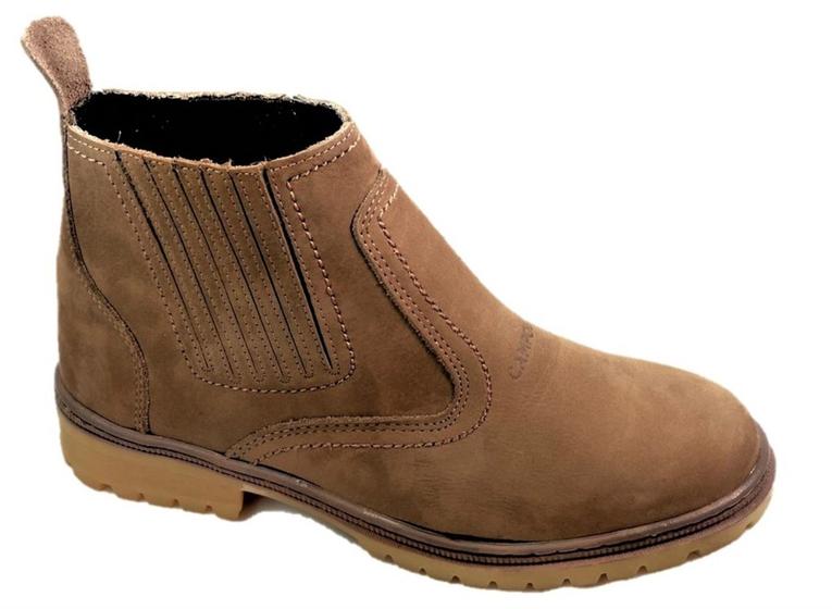 Bota Couro Nobuck Marrom Claro Rato botina Solado Tratorado Estilo