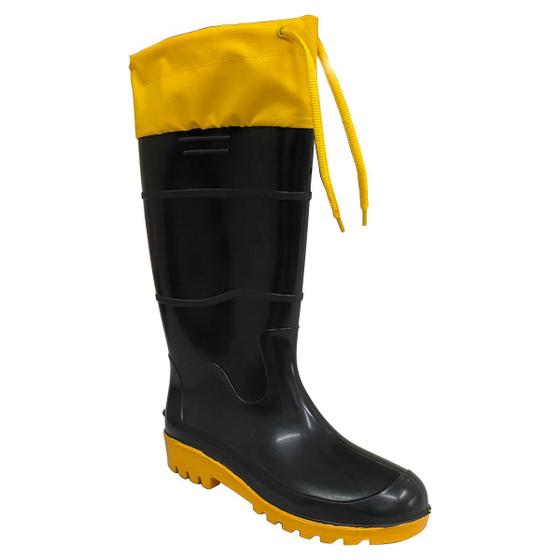 Imagem de Bota De Borracha Acquatic Pvc Cano Longo Com Polaina Amarrar Forrada Reforçada Impermeável Tira Fácil Epi