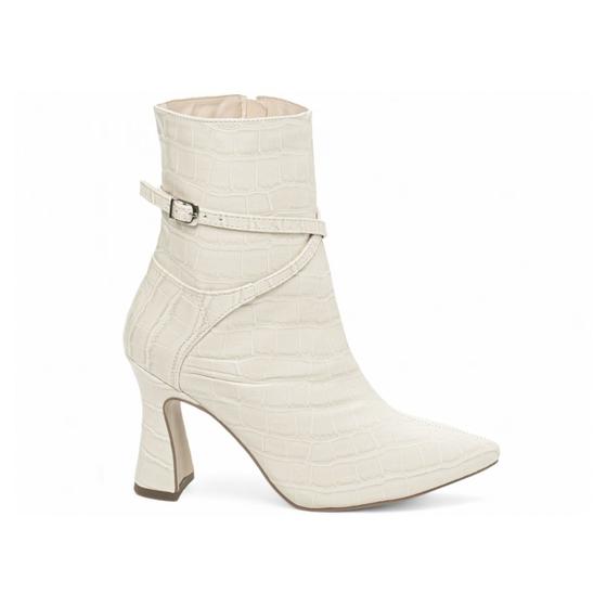 Imagem de Bota Feminina Bico Fino Cano Médio Off White 43-007B