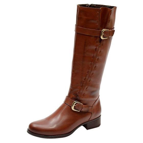 Imagem de Bota Feminina Cano Alto 2 Fivelas Escrete - 2422 - Brandy