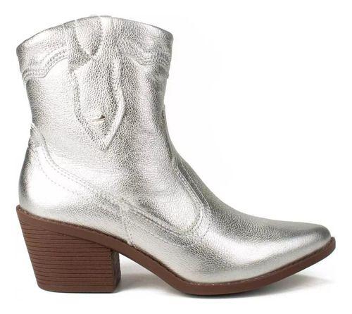 Imagem de Bota feminina cano baixo dakota medley metal prata original 