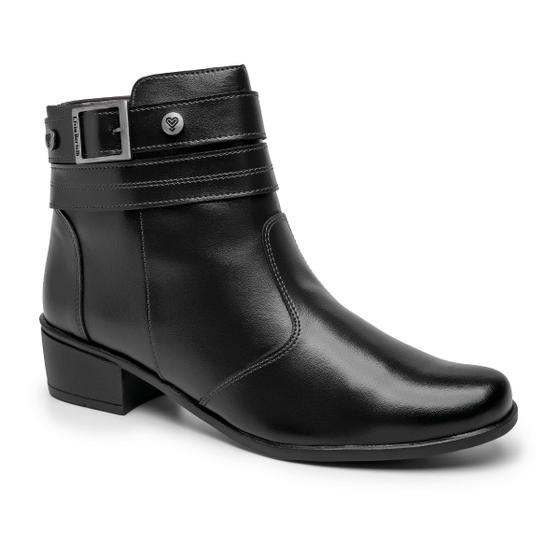 Imagem de Bota Feminina Cano Curto Casual Confortável Resistente Leve Na Moda Bico Redondo Ziper Lateral