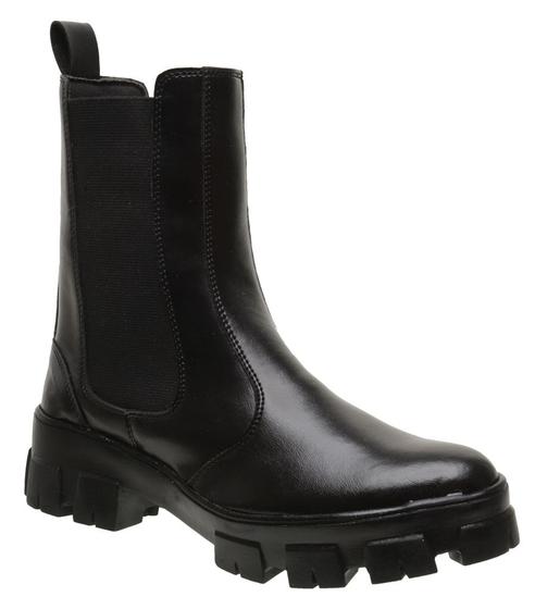 Imagem de Bota Feminina Cano Curto Tratorada Chelsea Blogueira Coturno Lançamento Preto