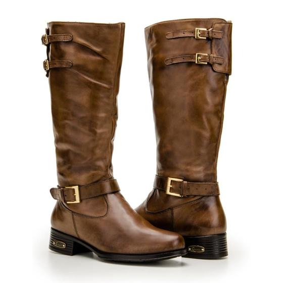 Imagem de Bota Feminina Cano Longo Montaria Couro Zíper Capelli Boots Marrom 38