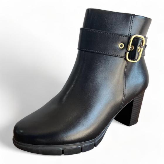 Imagem de Bota Feminina Cano Médio Salto Zíper Fivela Conforto Modare