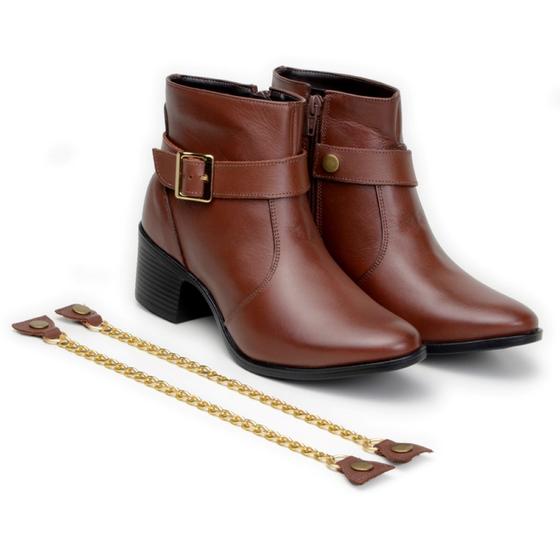 Imagem de Bota Feminina Casual Country Social Rodeio Bico Fino Salto Médio Grosso