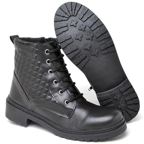 Imagem de Bota Feminina Coturno Cano Baixo Conforto Matelassê Salto Baixo do 33 ao 39