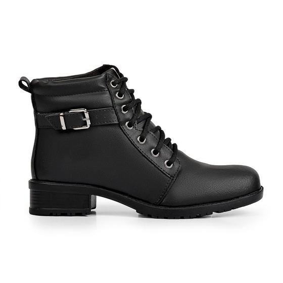 Imagem de Bota Feminina Coturno Cano Medio Polo Work  Cadarço Preto