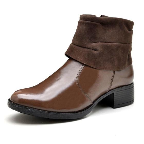 Imagem de Bota Feminina Couro Legítimo Cano Suede Canadian Reta Oposta - F3000 - Café