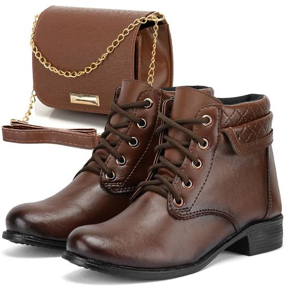 Imagem de Bota feminina e Bolsa de inverno forrada com pele sintética