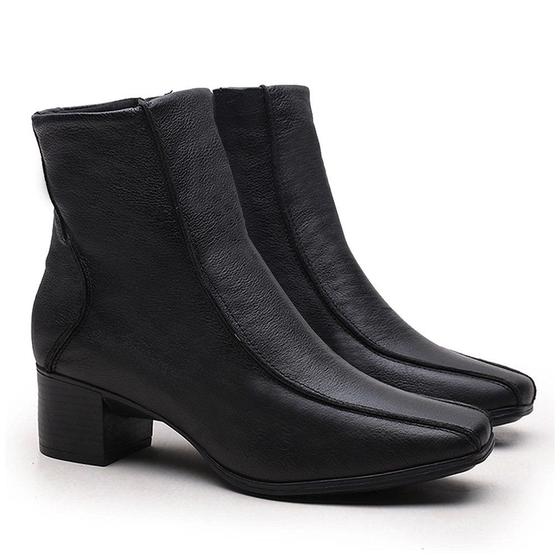 Bota Feminina Em Couro LegÍtimo - Luciana - Preto - Salto 4.5cm Menor preço em Bota Feminina Em Couro LegÍtimo - Luciana - Preto - Salto 4.5cm