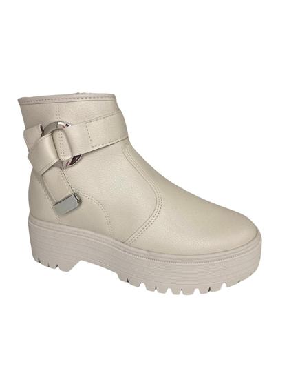 Imagem de Bota Feminina Moleca Off White Tratorado com Zíper Lateral - Conforto e Estilo  5351.103
