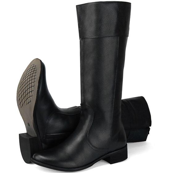 Imagem de Bota feminina Montaria de couro forrada 205 Preto