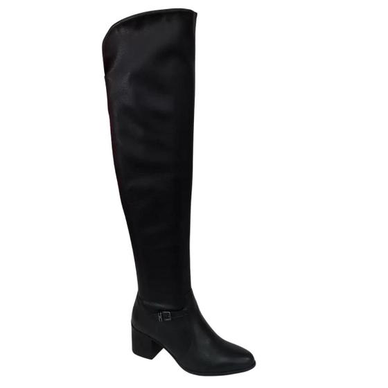 Imagem de Bota feminina over the knee bottero 346912 em couro cano longo salto bloco 6 cm