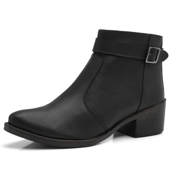 Imagem de Bota Feminina Pórtice Cano Curto Fivela Com Zíper