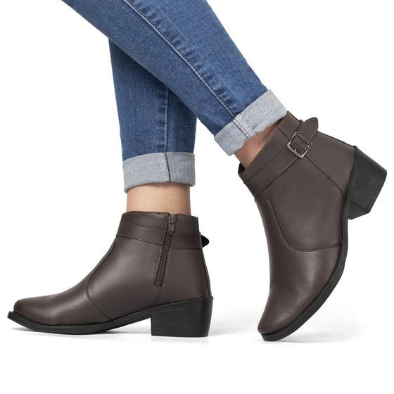 Imagem de Bota Feminina Pórtice Fivela Cano Curto Com Zíper