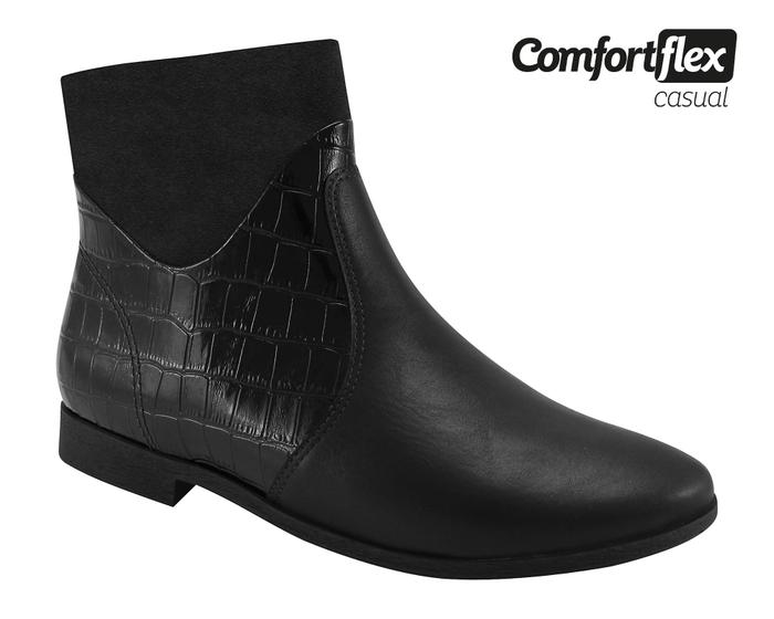 Imagem de Bota Feminina Preta Comfortflex Ramarim Ref 1949303 Rasteira